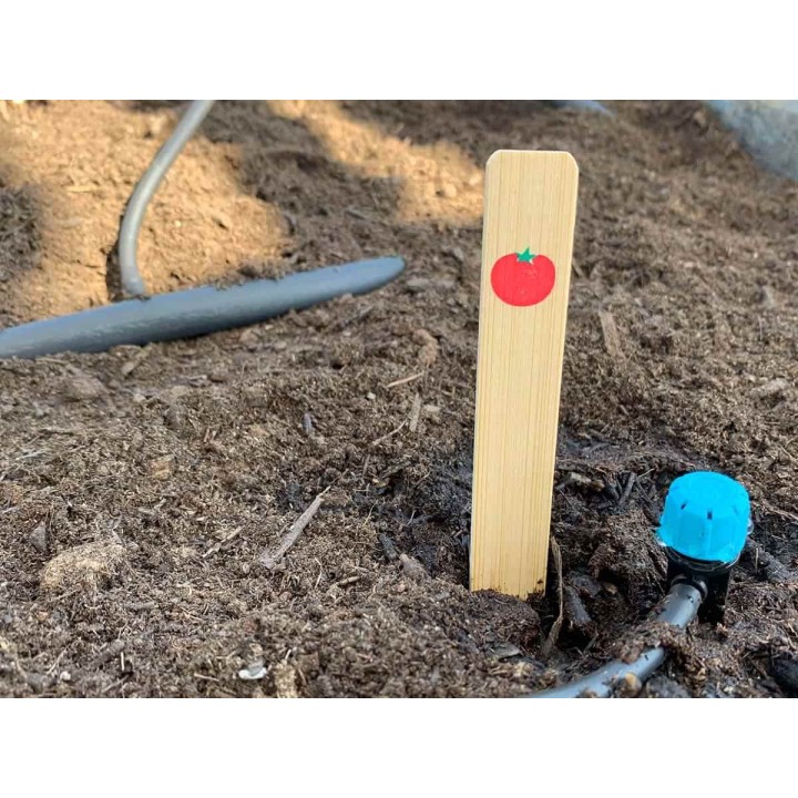 Etiquetas de bambu, ilustração de tomate (6uds)